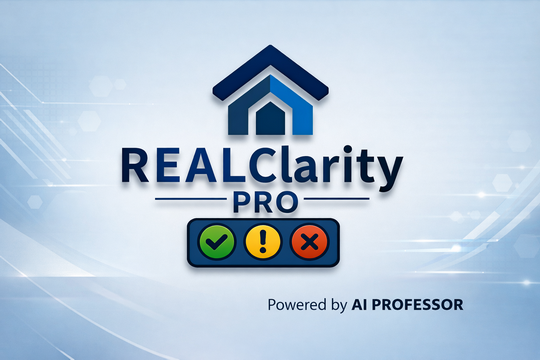 REALClarity Pro logo: a house with a check, caution and stop signal